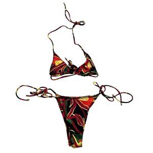 Shondel Amira Top and Fantasia Bottoms Bikini Set in Black Lotus